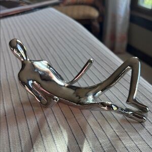 Sculpture Silver Metal Whimsical Figure Home Decor.